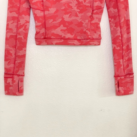 Lululemon Its Rulu Run Cropped Half Zip Heritage Camo Jacquard Raspberry Pink 0 - Picture 11 of 16